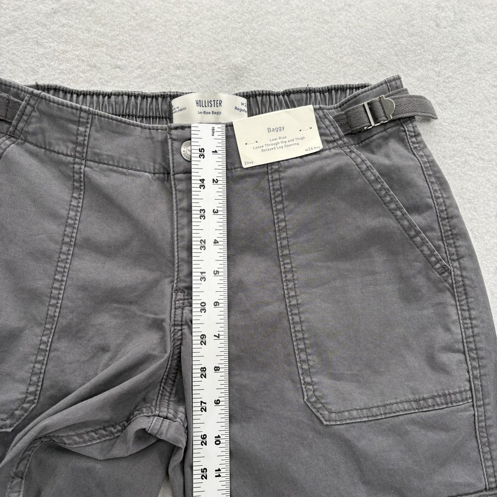 Hollister Low-Rise Baggy Cargo Pants Womens 2 Gray Adjustable Waist Skater Y2K - Picture 8 of 13